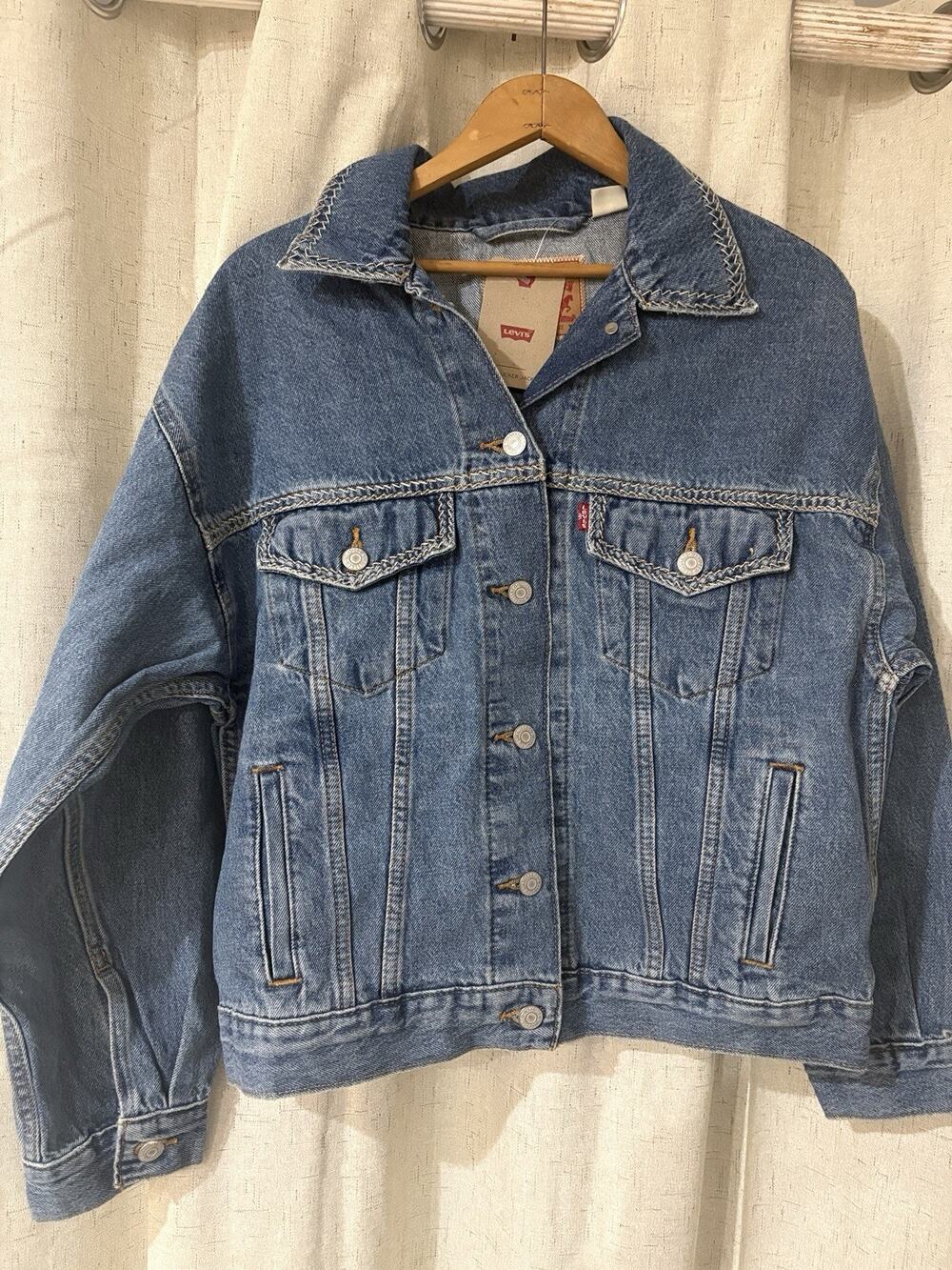 NEW Levis Ladies Jean Jacket XS 90s Trucker Distressed Grunge